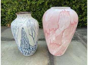 Handcrafted Vase Pair Feat. Cambridge Glass