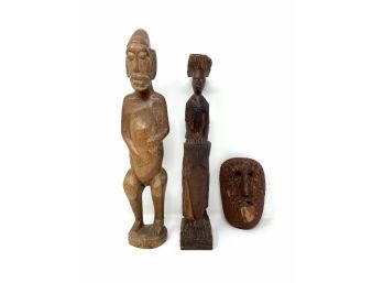 Carved Wood Statues And Mask