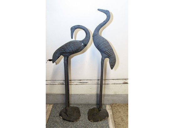 Pair Crane Form Figurines