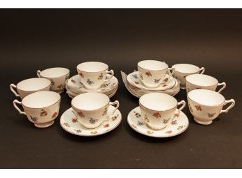 Crown Staffordshire England Footed Cups & Saucer Set Of 8