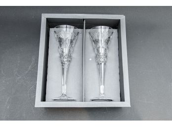 Pair Waterford The Millennium Collection Champagne Flutes W Original  Box