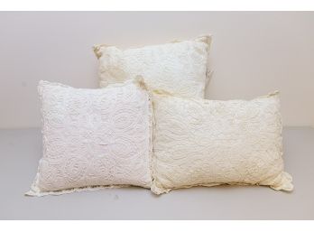 3 White Lace Accent Pillows