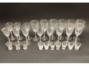 Collection Of 27 Cut Glass Various Use Barware Glasses