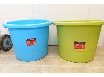 Pair Of Rough & Rugged Heavy Duty Tubs W Rope Handles