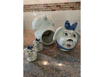 Vintage Blue & Cream Dog 3-Piece Set