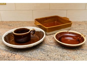Collection Of Vintage Glazed & Brown Drip Ceramic Serving Dishes