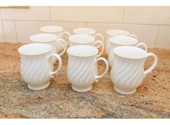 Set Of  9 Hitkari Bone China Swirl Patterned Coffee Mugs - Made In India