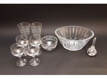 Collection Of Cut Crystal & Glass - Bowls, Glasses And Perfume Bottle