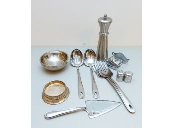 Collection Of Silver Plate & Stainless Serving Utensils