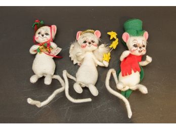 Set 3 Annalee Collectible Christmas Mice Figurals 7.5' Height