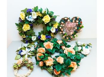 Collection Of Faux Flower Decorative Wreaths