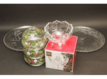 Collection Of Holiday Servingwware & Micas Trinket Dish In Box
