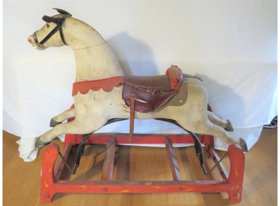 Antique Victorian Wooden Rocking Hobby Horse