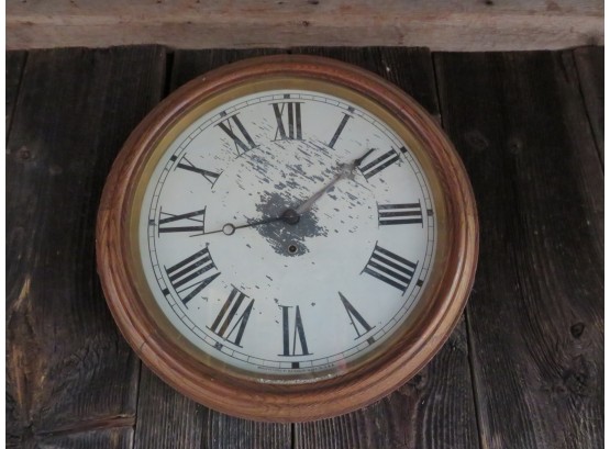 Antique Large Oak Frame Waterbury Wall Clock
