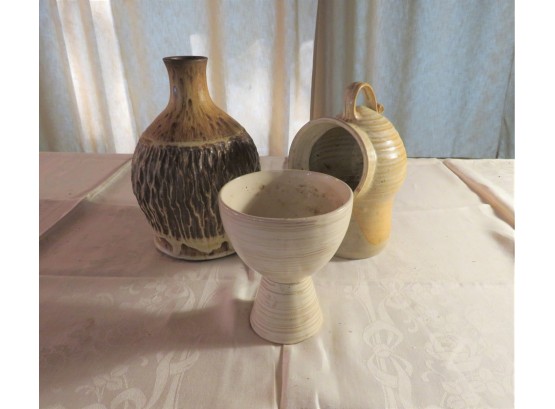 3 Pieces Of Art Pottery Vessels
