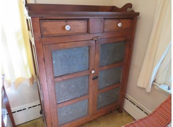 Antique Primitive Pie Safe Punched Tin Cupboard Cabinet