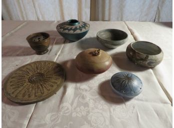 Assorted Small Studio Pottery Including Low Squat Vases