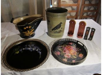 Collection Of Antique And Vintage Toleware