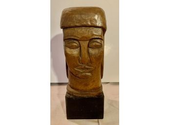 Primitive Indigenous Carved Head Woman In Wood