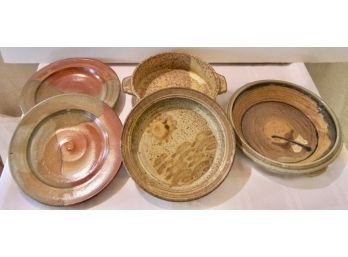 5 Pieces Of Studio Pottery Dinner Plates