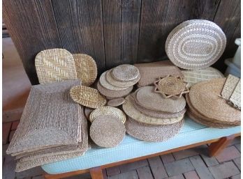 Large Collection Of Wicker Rattan Woven Placemats Table Decor