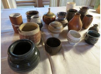 Glazed And Matte Studio Pottery Vases
