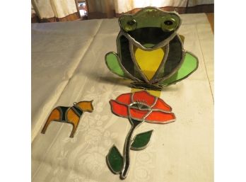 Frog, Horse And Flower Stain Glass Sun Catchers