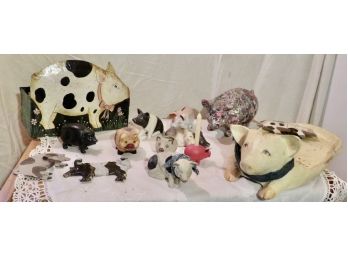 Lots Of Lucky Pigs In Tin, Wood, Pottery, And Paper Mache
