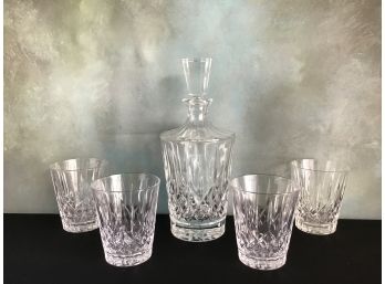 Crystal Decanter And Rocks Glasses
