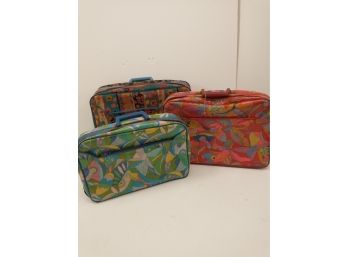 Flower Power 60's Suitcases Vintage Sixties Mod Travel Cases