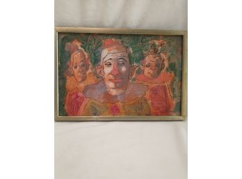 George Marinko Listed Artist Original Clown Painting Three Circus Clowns