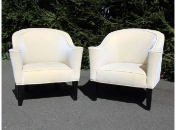 A Pair Of Modern Velvet Upholstered Club Chairs