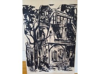Vintage Original WoodBlock Woodcut Print 8/8 'College Gothic' By July Ross 67