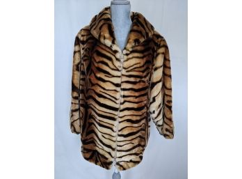 Genuine Leopard Print Muton/Lamb Double Zip Woman Jacket, Size M/L