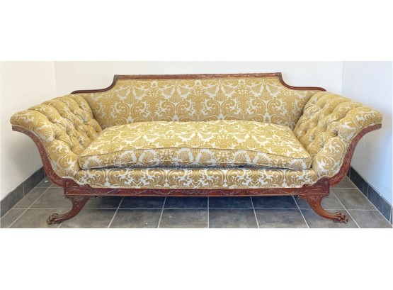 Antique Carved Mahogany Sofa W/ Claw Feet 82' X 32' X 32'