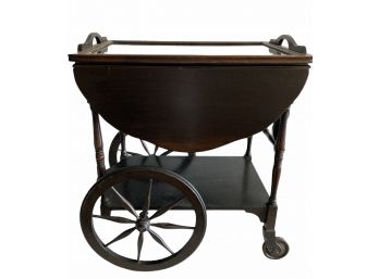 Vintage Mahogany Rolling Bar / Tea Cart W/ Removable Tray