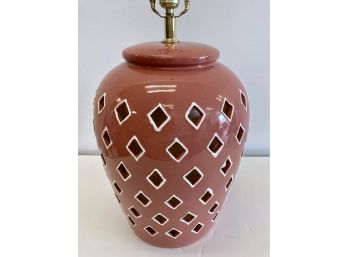Vintage Pierced Ceramic Ginger Jar Double Lit Lamp