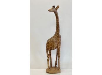 Nice 3 Foot Tall Carved Wood Giraffe