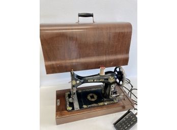 Antique 'New Willard' Sewing Machine In Oak Case
