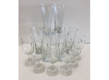 Barware Lot - 6  Pilsner Beer Glasses + 6 Wines