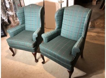 Pair Of Vintage Plaid Club Chairs