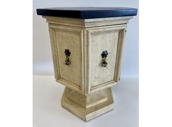 Vintage Antique White Storage Accent Table W/ Slate Top 23' Tall