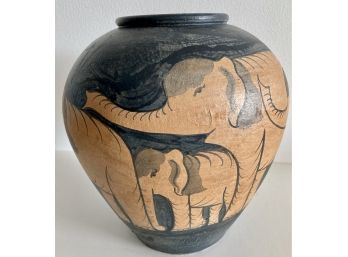 Glazed Terracotta Elephant Vase 12' Tall