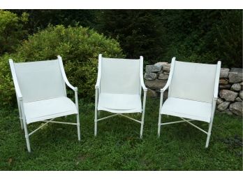 Set Of White Metal Patio Chairs
