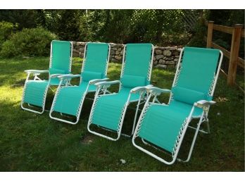 Miami Blue Zero-Gravity Reclining Lounge / Pool Chairs-set Of 4
