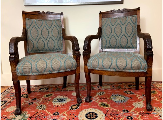Fabulous Pair Of Recovered Antique Chairs