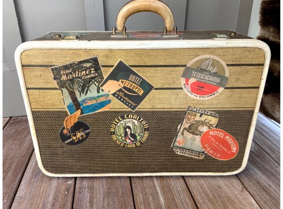 Decorative Vintage Suitcase W/leather Handle