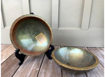 Pair Of Artisan Wood Bowls