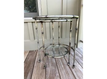 Bamboo Metal Stylish Nesting Tables On Casters