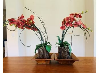 Pair Of Faux Orchids